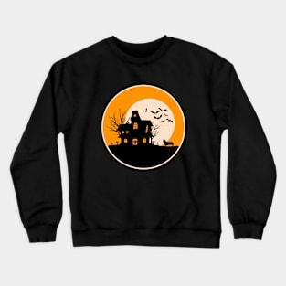 Halloween Corgi Silhouette - Haunted House Crewneck Sweatshirt